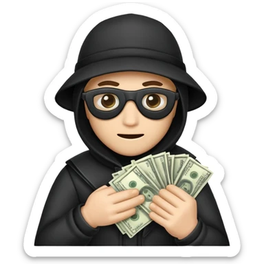 robber with money emojicreated using Al. Copy and paste robber with monev emoii to use or share on Discord and Slack. sticker