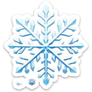 Colorshifting white to purple to blue, realistic detailed snowflakes sticker