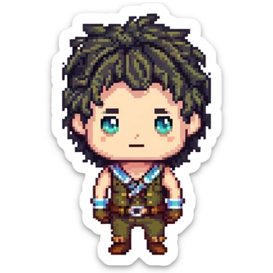 character with only three dark hairs on his head sticker