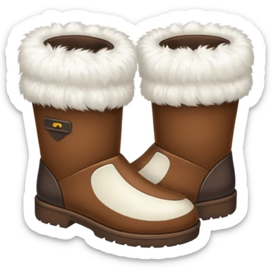 A pair of soft fur boots with contrasting darker cuffs.










 sticker