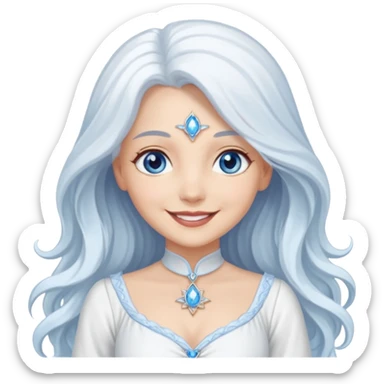 Good Witch of the North from The Wizard of Oz with light skin, blue eyes, long white hair, white outfit sticker