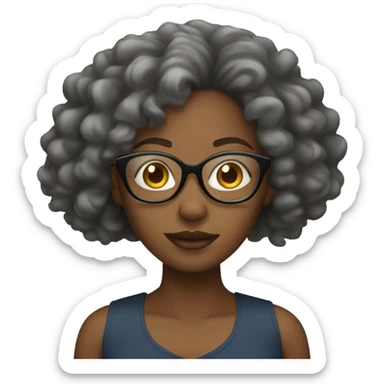 Black women with clear glasses and curly hair sticker