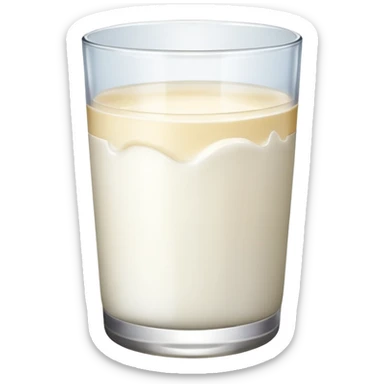 the drink is white, The bottom and mouth of the glass are the same width and There is only white liquid inside,photo realistic sticker