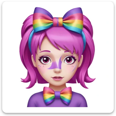 Purple Loli girl with pink hair and a rainbow bow sticker