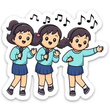 3 dark haired girls singing in a car sticker