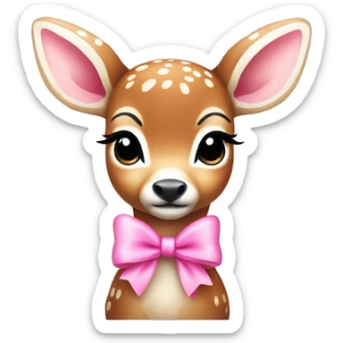 cute baby deer with pink bow  sticker