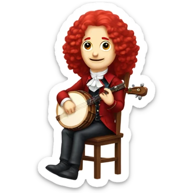 Antonio Vivaldi composer Red wig old chibi sitting chair banjo sticker