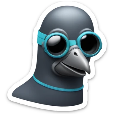 Pigeon with a scuba diving mask sticker