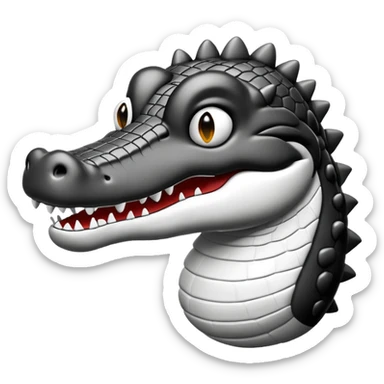 simple gator icon line art black and white sticker