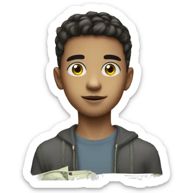 cute teenager boy with dollar sign eyes from romania sticker