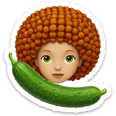 cucumber with only redhead afro hair on it without woman face sticker