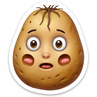 Potato that is confused with hand scratching his head sticker