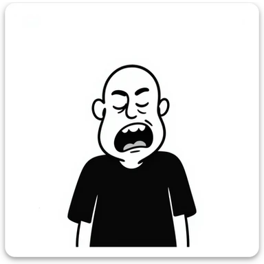 bald screaming ugly man, hand-drawn doodle style, funny and exaggerated sticker