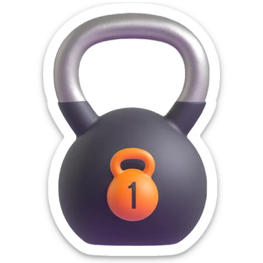 Heavy kettlebell with the inscription 120, floating in the air, with prominent details sticker