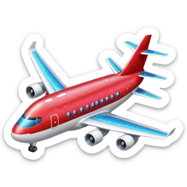 Airplane Happy Red Glitter  sticker