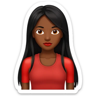 Rozonda Chilli Thomas medium dark skin long black straight hair, red tank top sticker