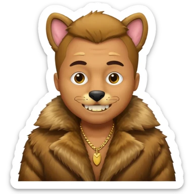 ganster with fur coat and gold teeth sticker