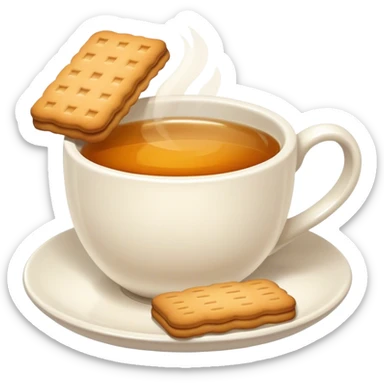 white cup of tea with biscuits  sticker
