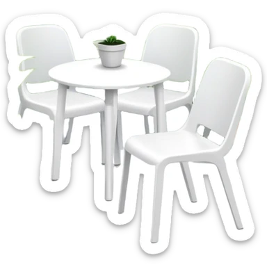 Cheap white plastic chairs amongst plants sticker