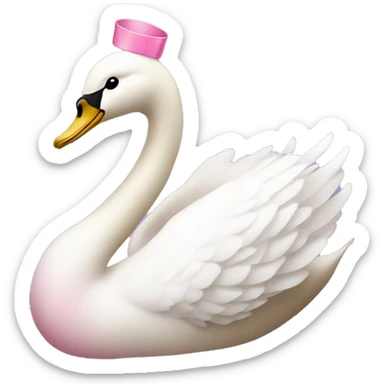 coquette swan with a pink bow on its head sticker