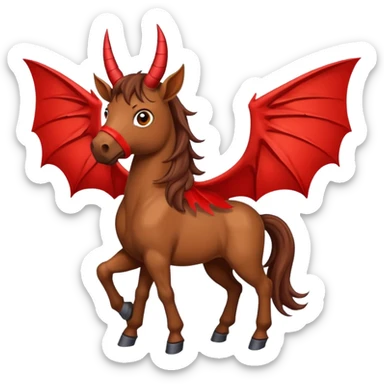 horse with horns and red bat wings sticker