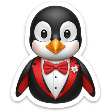 penguin with bow red tie  sticker