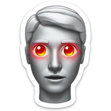 A silver human head with red laser beam out of eyes  sticker
