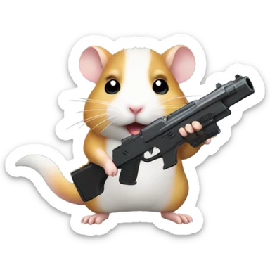 hamster with gun sticker