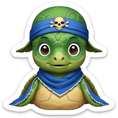 cute sea turtle wearing a blue pirate scarf sticker