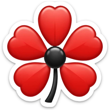 Un trébol de 5 hojas de color negro y rojo sticker