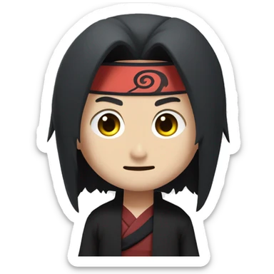 A TOK emoji of Itachi from Naruto’s Shippuden, white background sticker