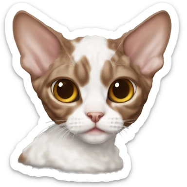  Devon Rex with soft, curly chocolate-brown fur and a white chest. sticker