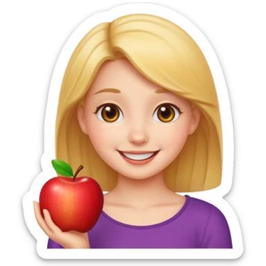 cheerful pose cute girl apple emoji style sticker