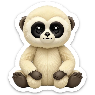black lar gibbon jellycat stuffed animal plush, soft and cute, kawaii, tiny beady black eyes sticker