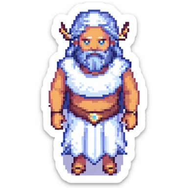 happy Zeus, the Greek god, pixel art style sticker