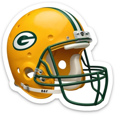 Green Bay packers helmet with a heart near it that looks like cheese inside sticker