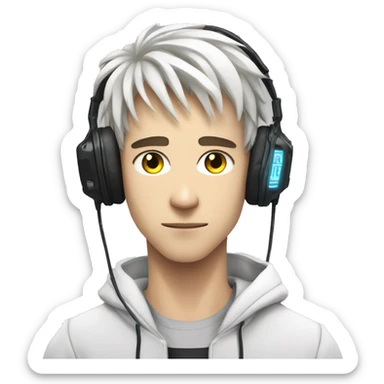 Anime gamer white guy cyberpunk neon  sticker