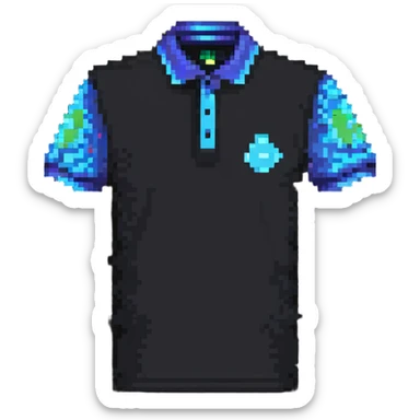 custom polo shirt with artificial intelligence design in pixel art style sticker