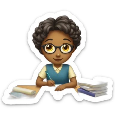 Smart girl doing Homework sticker
