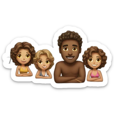 brown guy on a yacht with four girls sticker