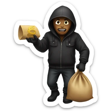 Robber emoji holing moneybag sticker