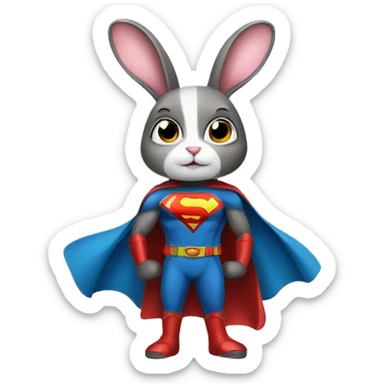 Rabbit dressed as super hero sticker