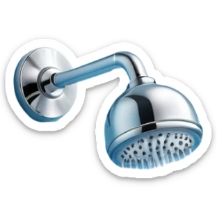 3D render of a modern shower head spraying water, minimal background, Pixar style, soft lighting, clean bathroom chrome aesthetic, slightly playful


 sticker