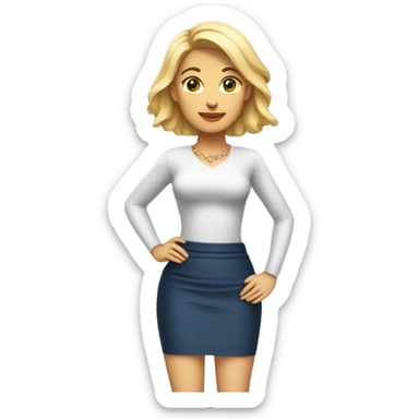 Full body attractive woman blonde hair small waist and wide hips in tight skirt sticker