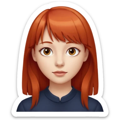 zumbi mulher com cabelo vermelho liso e franja olhos castanhos claros e branca  sticker