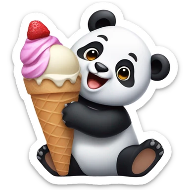 Panda eating ice cream sticker