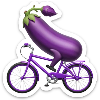 Eggplant on bicycle  sticker