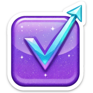 glitter purple and cian checkmark sticker