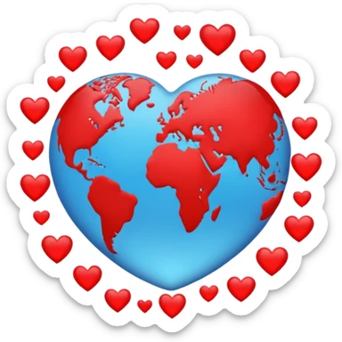 a world with hearts around if sticker