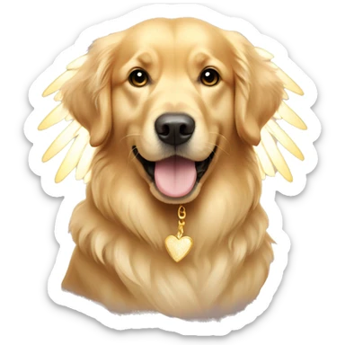 Golden retriever with angel wings sticker